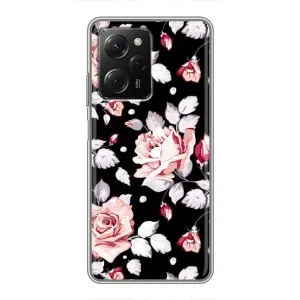 Чехлы с Цветами для Xiaomi POCO X5 Pro (5G) (VPrint) (Цветочки на черном)