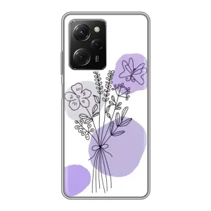 Силиконовый чехол с принтом в цветах на Xiaomi POCO X5 Pro (5G) (Букет фиолетовая абстракция)