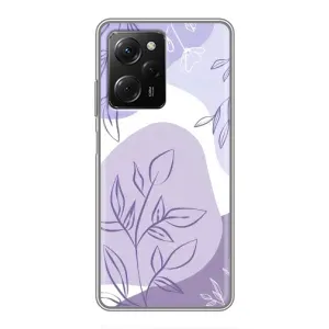 Силиконовый чехол с принтом в цветах на Xiaomi POCO X5 Pro (5G) (Фиолетовые листья абстракция)