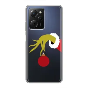 Зимні Чохли для Сяомі POCO X5 Pro (5G) - прозорий фон (Грінч з іграшкою)