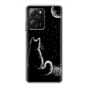 Чохол з принтом для Xiaomi POCO X5 Pro (5G) (AlphaPrint) Модні коти (Котик і місяць)