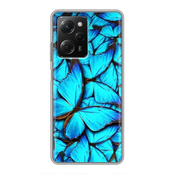 Чохол з принтом «Сині метелики» для Xiaomi POCO X5 Pro (5G)