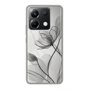 Чехол с цветочным принтом на ПОКО Х6 5G (Черные цветы)