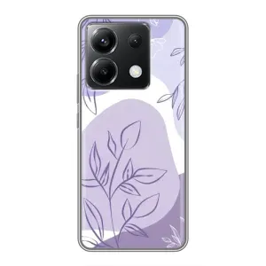 Силиконовый чехол с принтом в цветах на Xiaomi POCO X6 5G (Фиолетовые листья абстракция)