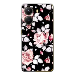 Чехлы с Цветами для Xiaomi POCO X7 Pro (VPrint) (Цветочки на черном)