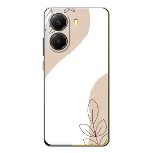 Силиконовый чехол с принтом в цветах на Xiaomi POCO X7 Pro (Нюдовая веточка абстракция)