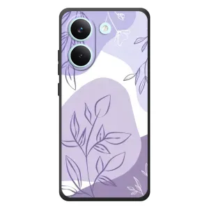 Силиконовый чехол с принтом в цветах на Xiaomi Poco X8 Pro (Фиолетовые листья абстракция)