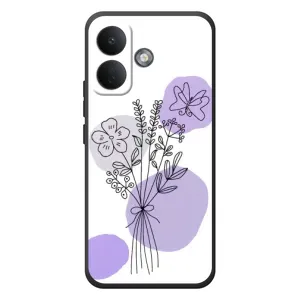 Силиконовый чехол с принтом в цветах на Xiaomi Poco X8 (Букет фиолетовая абстракция)