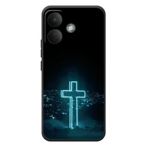 Чехол для Xiaomi Poco X8 (AlphaPrint) - (Христианские) (Крест и город)