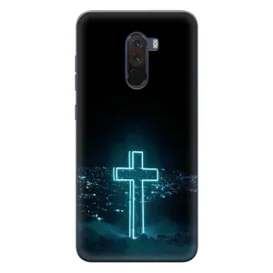 Чехол для Xiaomi POCO F1 (AlphaPrint) - (Христианские) (Крест и город)