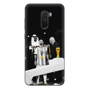Чехлы для Xiaomi POCO F1 (Leo чемпион) (AlphaPrint) (Месси в накидке)