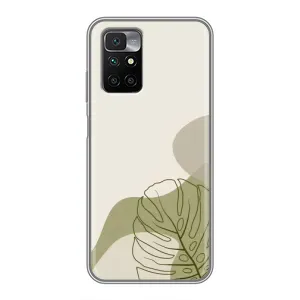 Силиконовый чехол с принтом в цветах на Xiaomi Redmi 10 (Зеленая монстера дизайн)