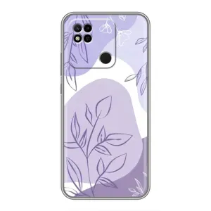 Силиконовый чехол с принтом в цветах на Xiaomi Redmi 10A (Фиолетовые листья абстракция)