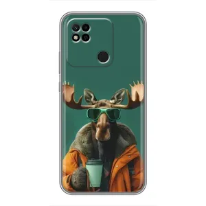 Чохол з принтом стильні тварини для Ксяомі Редмі 10А (Лось з кавою)