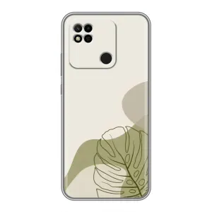 Силиконовый чехол с принтом в цветах на Xiaomi Redmi 10A (Зеленая монстера дизайн)