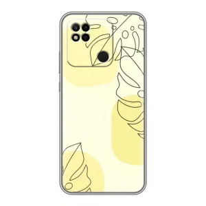 Силиконовый чехол с принтом в цветах на Xiaomi Redmi 10A (Желтая монстера арт)