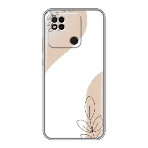 Силиконовый чехол с принтом в цветах на Xiaomi Redmi 10A (Нюдовая веточка абстракция)