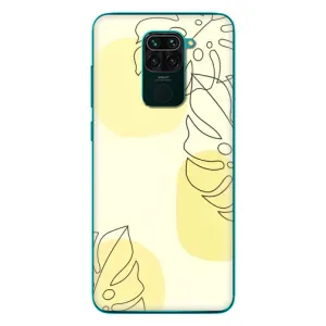 Силиконовый чехол с принтом в цветах на Xiaomi Redmi 10X (Желтая монстера арт)