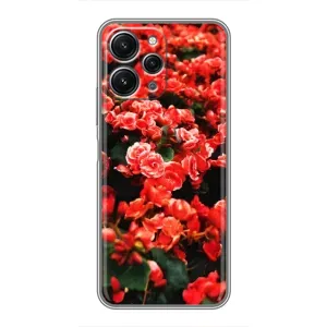 Чехлы с Цветами для Xiaomi Redmi 12 (5G) (VPrint) (Цветы красные)