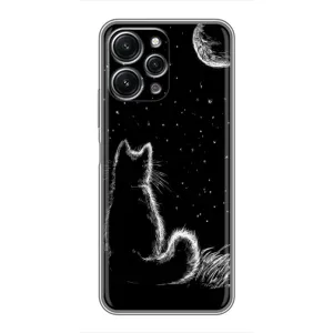 Чохол з принтом для Xiaomi Redmi 12 (5G) (AlphaPrint) Модні коти (Котик і місяць)