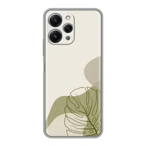 Силиконовый чехол с принтом в цветах на Xiaomi Redmi 12 (5G) (Зеленая монстера дизайн)