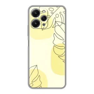 Силиконовый чехол с принтом в цветах на Xiaomi Redmi 12 (5G) (Желтая монстера арт)