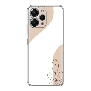 Силиконовый чехол с принтом в цветах на Xiaomi Redmi 12 (5G) (Нюдовая веточка абстракция)