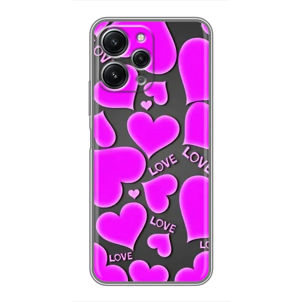 Чехол с принтом «Pink hearts» для Xiaomi Redmi 12 (5G)