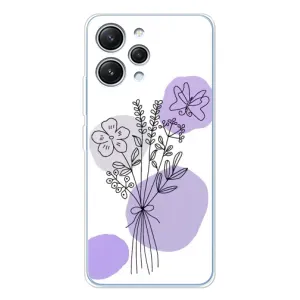 Силиконовый чехол с принтом в цветах на Xiaomi Redmi 12 (Букет фиолетовая абстракция)