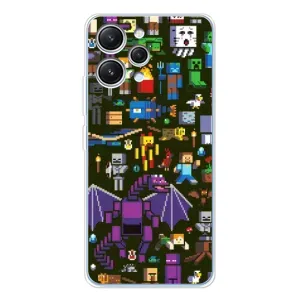 Чехол Майнкрафт на Xiaomi Redmi 12 (AlphaPrint) Minecraft (Коллаж Майнкрафт)