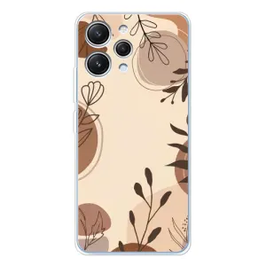 Чохол з квітковим принтом на Сяомі Редмі 12 (Коричневі квіти)