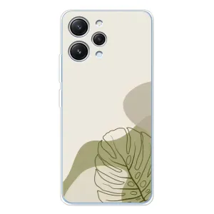 Силиконовый чехол с принтом в цветах на Xiaomi Redmi 12 (Зеленая монстера дизайн)