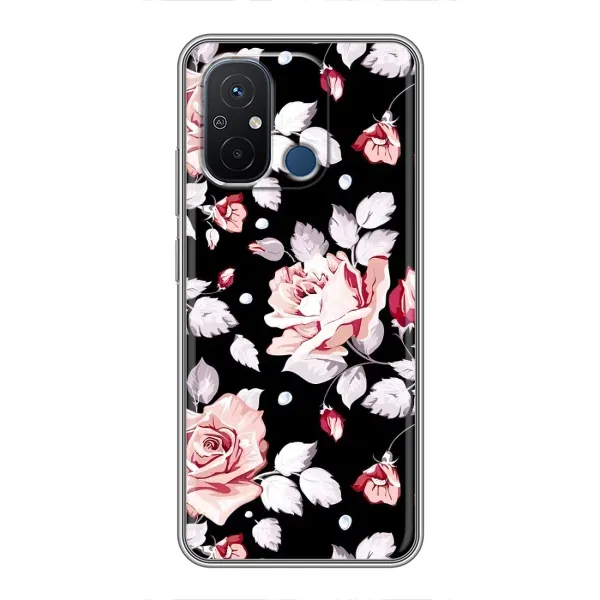 Чехол с принтом «Цветочки на черном» для Xiaomi Redmi 12C Чехол с принтом «Цветочки на черном» для Xiaomi Redmi 12C