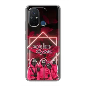 Чехол Гра в кальмара для Xiaomi Redmi 12C (Охранники Игра кальмара)
