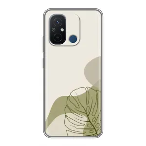 Силиконовый чехол с принтом в цветах на Xiaomi Redmi 12C (Зеленая монстера дизайн)