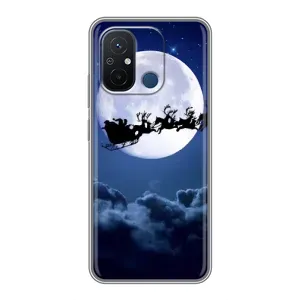 Новогодние Чехлы для Редми 12с (VPrint) (Санта - луна)