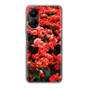 Чехлы с Цветами для Xiaomi Redmi 13C (VPrint) (Цветы красные)