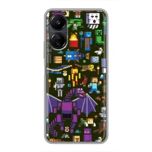 Чехол Майнкрафт на Xiaomi Redmi 13C (AlphaPrint) Minecraft (Коллаж Майнкрафт)