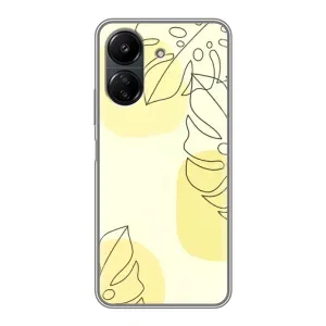 Силиконовый чехол с принтом в цветах на Xiaomi Redmi 13C (Желтая монстера арт)