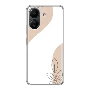 Силиконовый чехол с принтом в цветах на Xiaomi Redmi 13C (Нюдовая веточка абстракция)