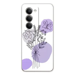 Силиконовый чехол с принтом в цветах на Xiaomi Redmi 15 5G (Букет фиолетовая абстракция)