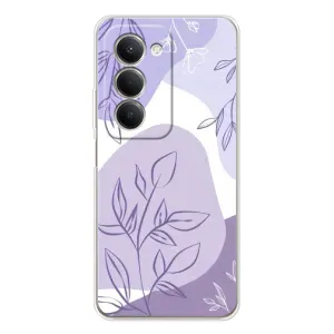 Силиконовый чехол с принтом в цветах на Xiaomi Redmi 15 (Фиолетовые листья абстракция)