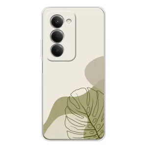 Силиконовый чехол с принтом в цветах на Xiaomi Redmi 15 (Зеленая монстера дизайн)
