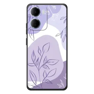 Силиконовый чехол с принтом в цветах на Xiaomi Redmi 15a (Фиолетовые листья абстракция)