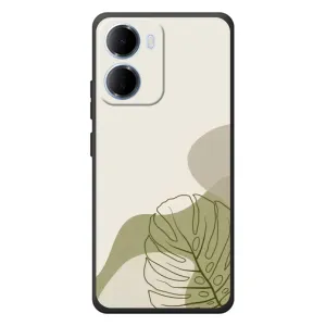 Силиконовый чехол с принтом в цветах на Xiaomi Redmi 15a (Зеленая монстера дизайн)