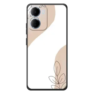 Силиконовый чехол с принтом в цветах на Xiaomi Redmi 15a (Нюдовая веточка абстракция)