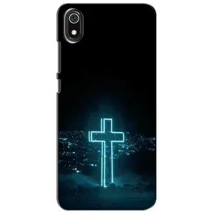 Чехол для Xiaomi Redmi 7A (AlphaPrint) - (Христианские) (Крест и город)