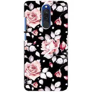 Чехлы с Цветами для Xiaomi Redmi 8 (VPrint) (Цветочки на черном)