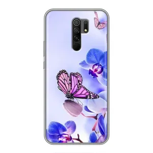 Чехлы с Цветами для Xiaomi Redmi 9 (VPrint) (Бабочка на цветочке)
