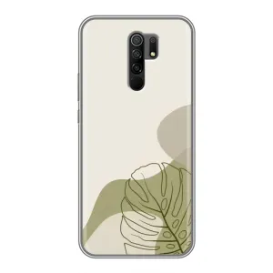 Силиконовый чехол с принтом в цветах на Xiaomi Redmi 9 (Зеленая монстера дизайн)